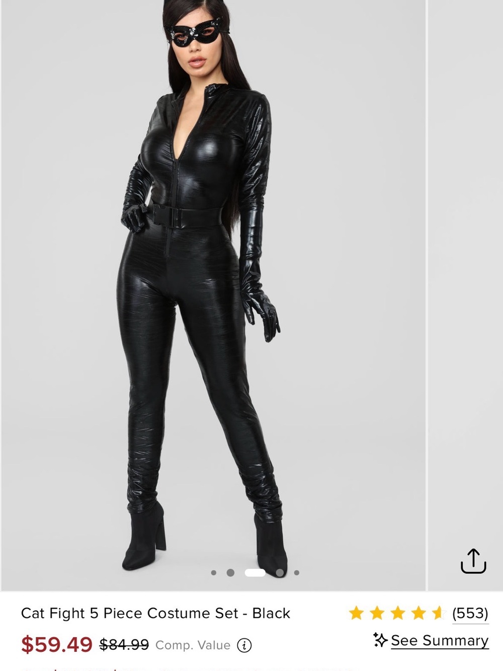 Fashion Nova Women's Black Faux Leather Catsuit Jumpsuit
